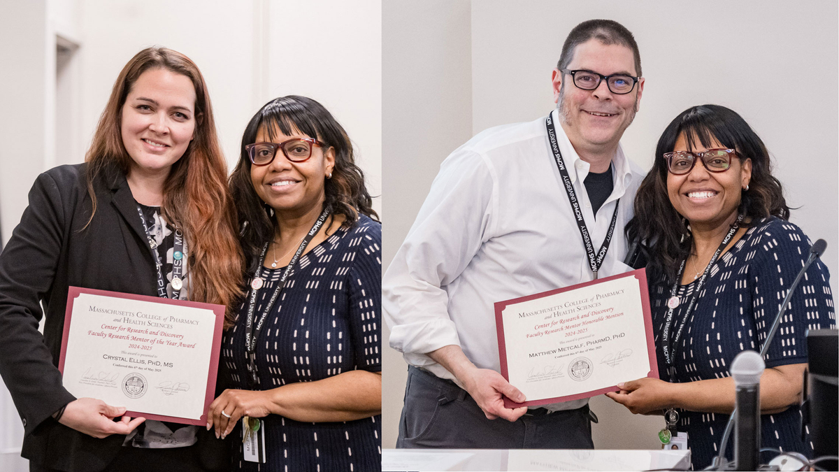 Dr. Crystal Ellis, Associate Professor of Biology, was selected as the inaugural recipient of the Center for Research and Discovery’s Research Mentor of the Year Award. Dr. Matthew Metcalf, Assistant Professor of Medicinal Chemistry, received honorable mention.