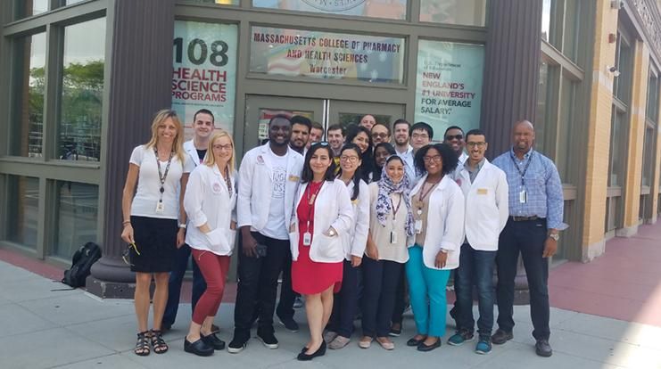 A group of MCPHS students after presenting at the Pharmaceutical Cancer Research Mini-Symposium in Worcester