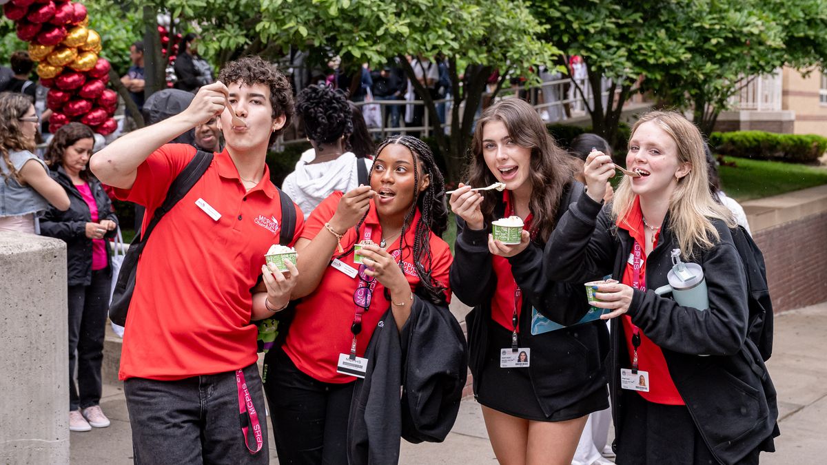 Students attending Orientation at MCPHS. 