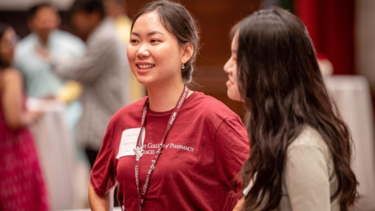 International students and family at MCPHS Welcome event. 