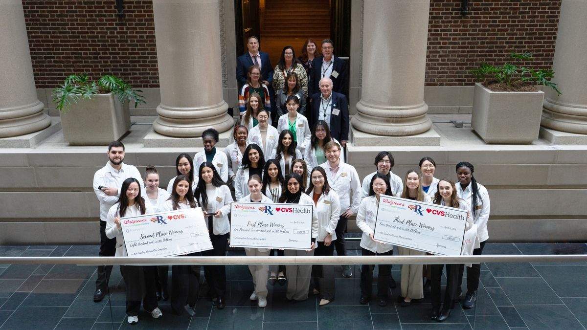 The School of Pharmacy's 20th annual Capstone Business Plan Competition took place on April 10, with 28 teams participating. Prizes were given to the top three finishers. 