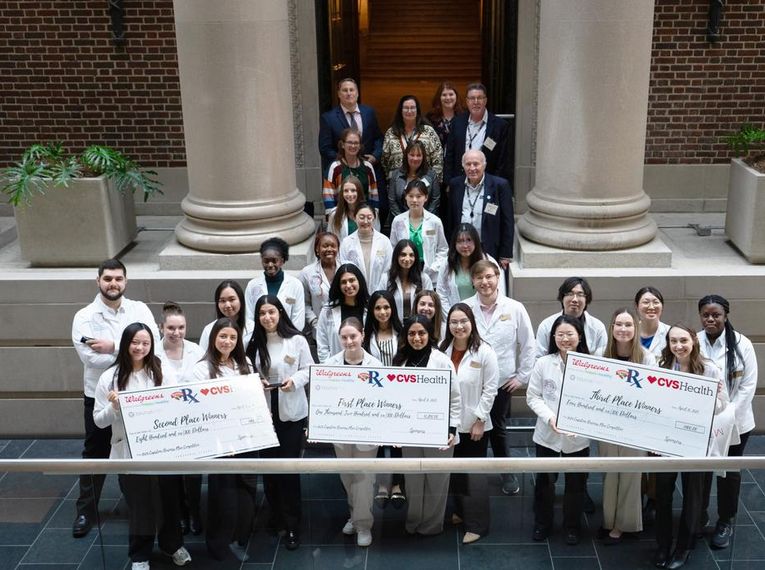 The School of Pharmacy's 20th annual Capstone Business Plan Competition took place on April 10, with 28 teams participating. Prizes were given to the top three finishers. 