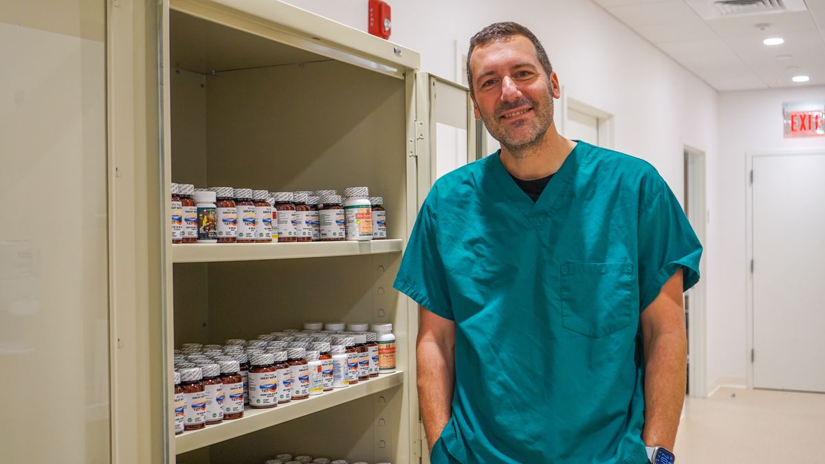 Rob Halpin in the MCPHS Boston acupuncture treatment center