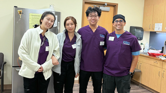 Forsyth School of Dental Hygiene students Wincy Lin, Jessica Zheng, Gary Luo, and NAME TK volunteered at the Rhode Island Mission of Mercy (RIMOM) dental clinic in Providence Oct. 4-5.