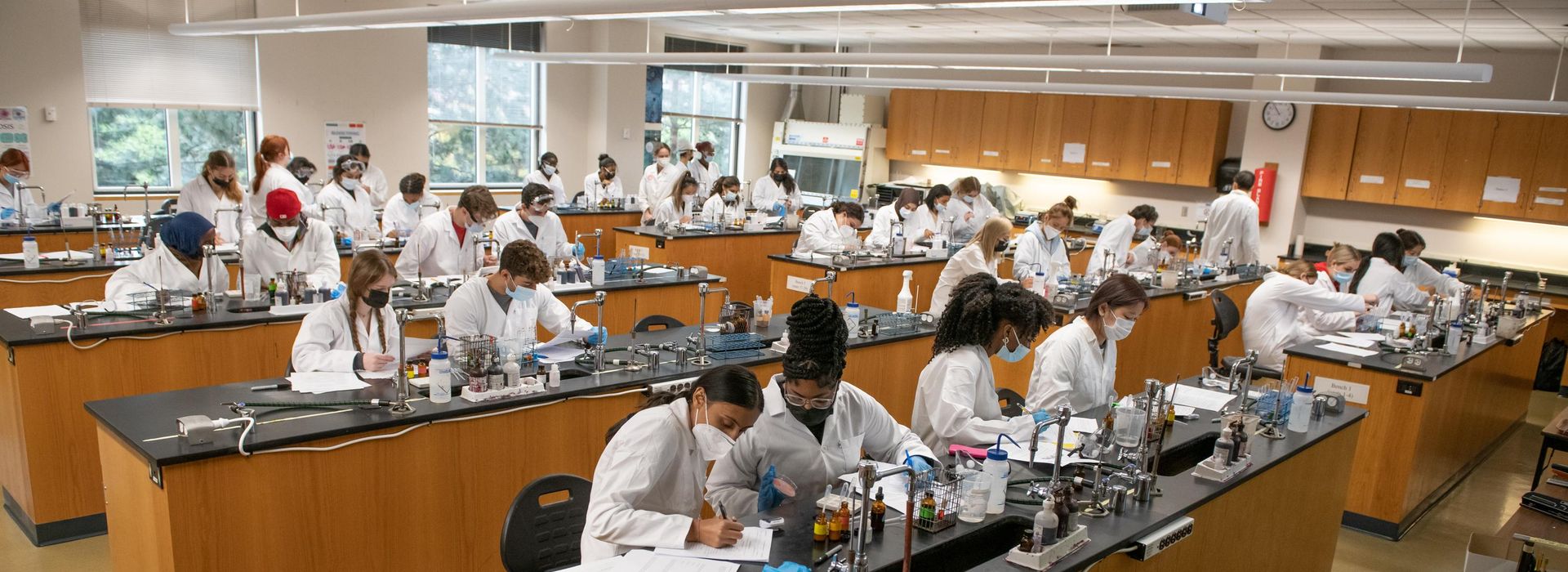 MCPHS students in the lab. 