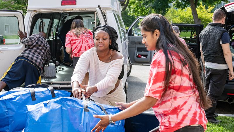 Students moving into the Boston Campus. 