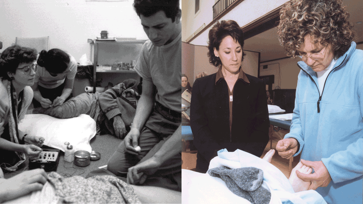 Students in the clinic in the 1980 sand 1990s