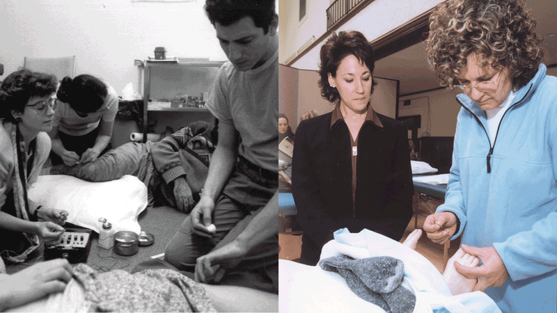 Students in the clinic in the 1980 sand 1990s