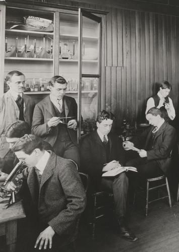 Vintage photo of pharmacy in the early 1800s.