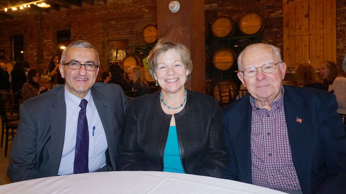 Cathy, Ed, and Peter Taglieri at a wine tasting sponsored by the Massachusetts Pharmacists Association