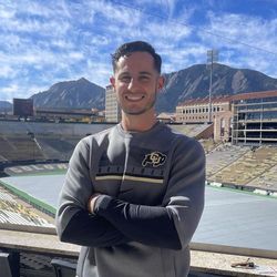 Anthony Videtto, DPT, '23 in front of University of Colorado stadium. 