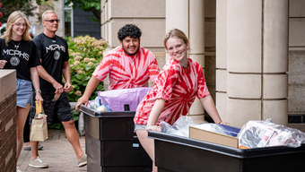 Students moving into the Boston Campus. 