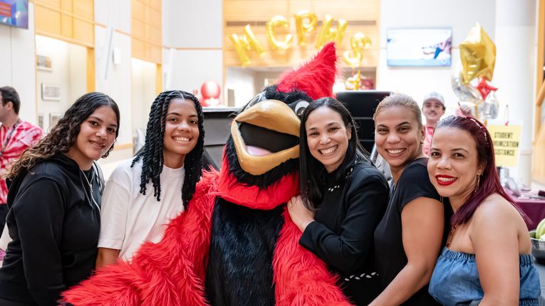 MCPHS with Red The Cardinal. 