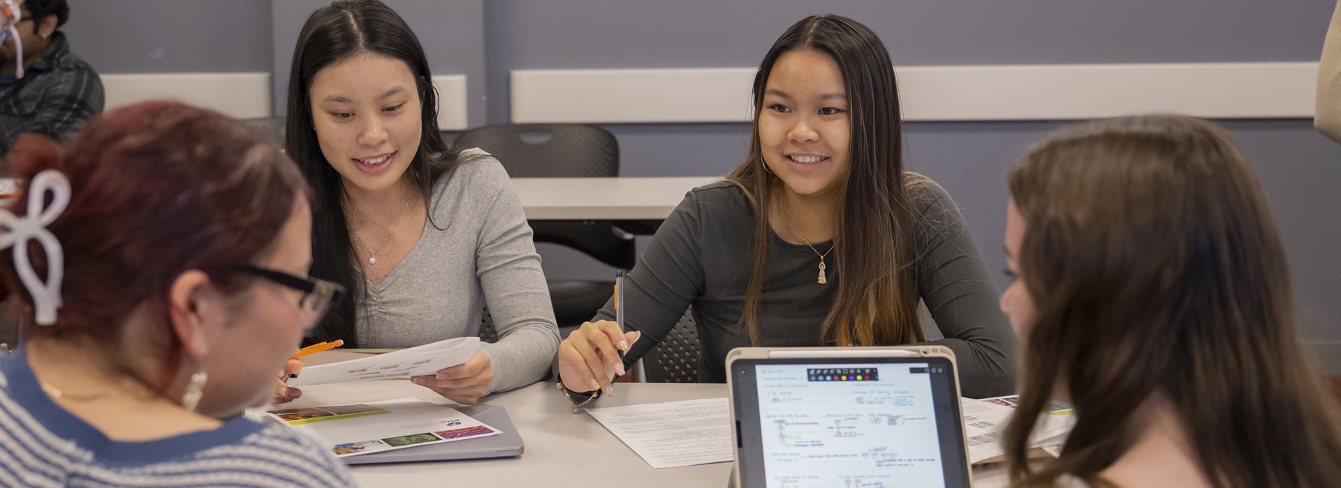 MCPHS students in a classroom discussion. 
