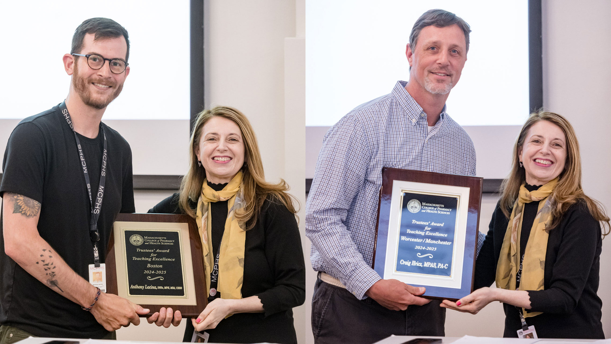 Dr. Anthony Lacina, Assistant Professor of Health Sciences, and Craig Hricz, Associate Professor of Physician Assistant Studies, were honored with the Trustees’ Award for Teaching Excellence