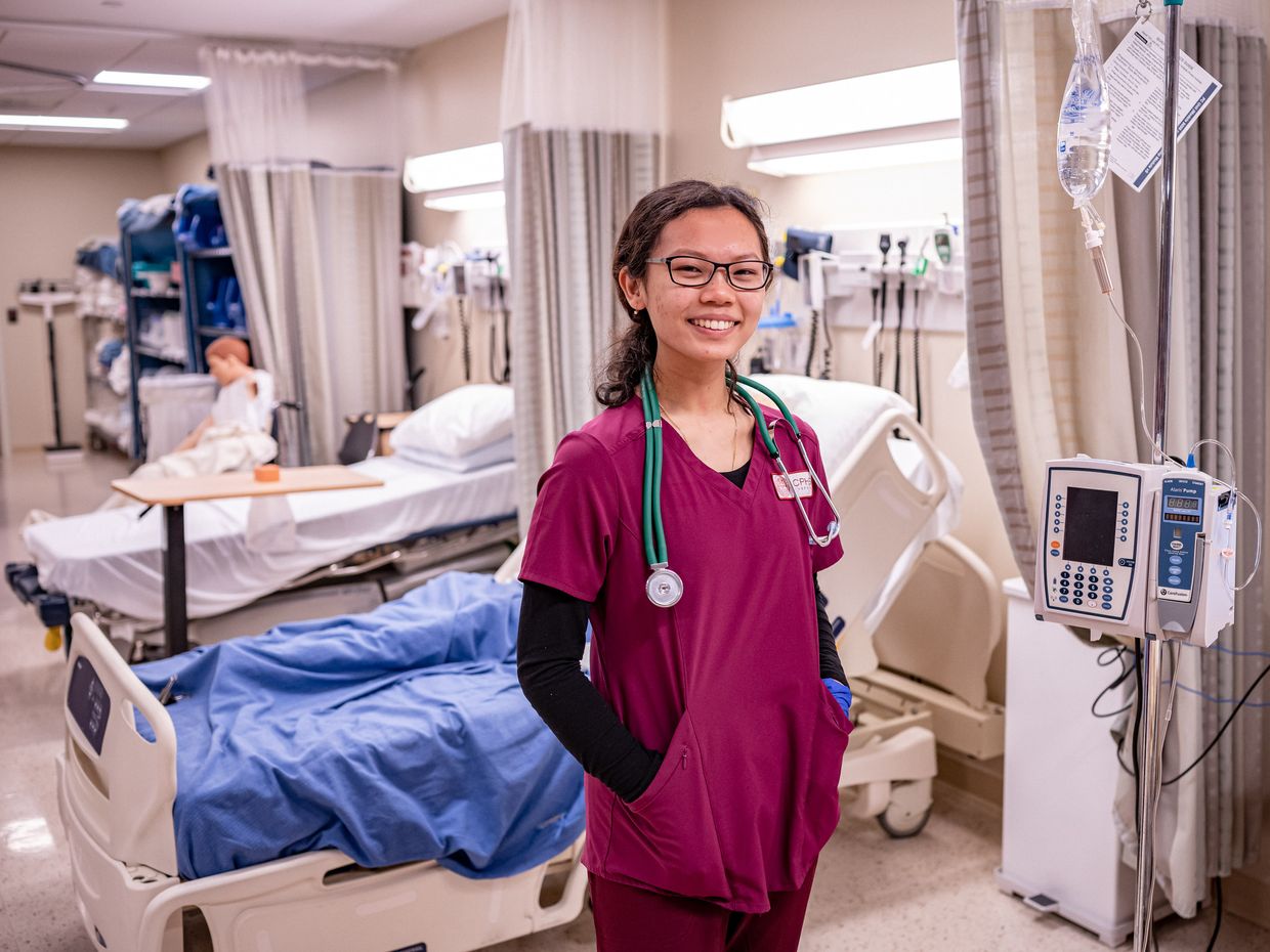 Nursing student in the lab. 