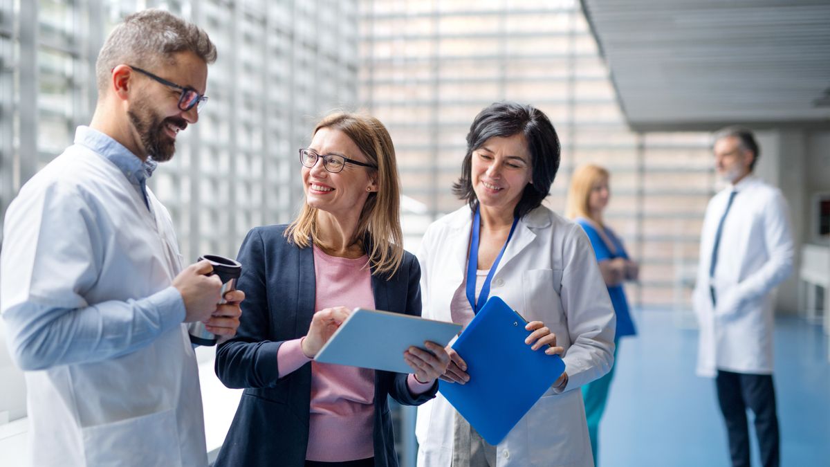 Men and women in a healthcare setting