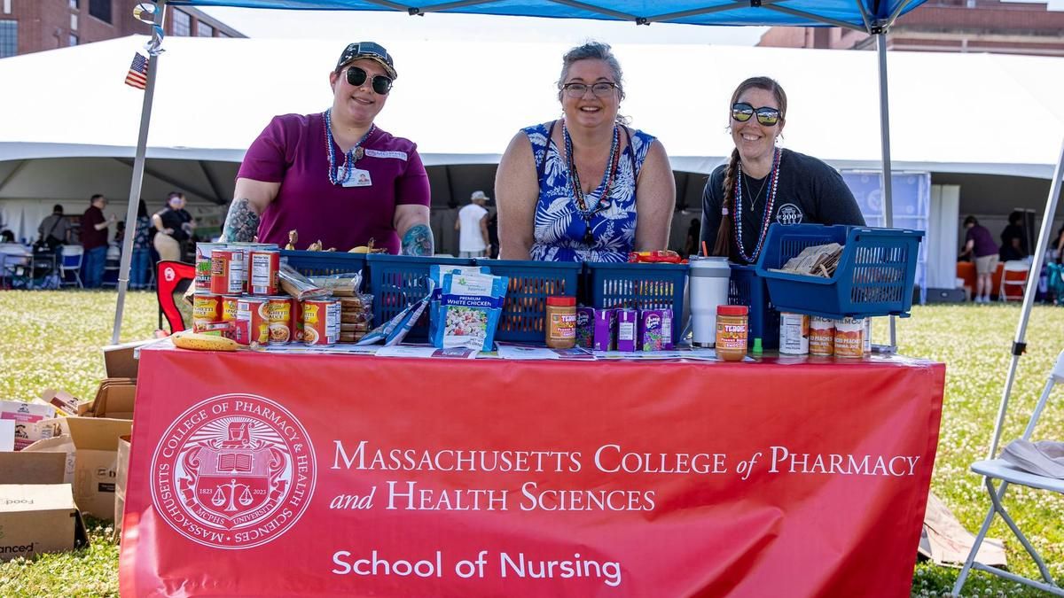 School of Nursing student Gabriella Woodward and Professors Erica Bush and Catherine Carroca participated in the 19th annual Stand Down veterans event in Worcester.