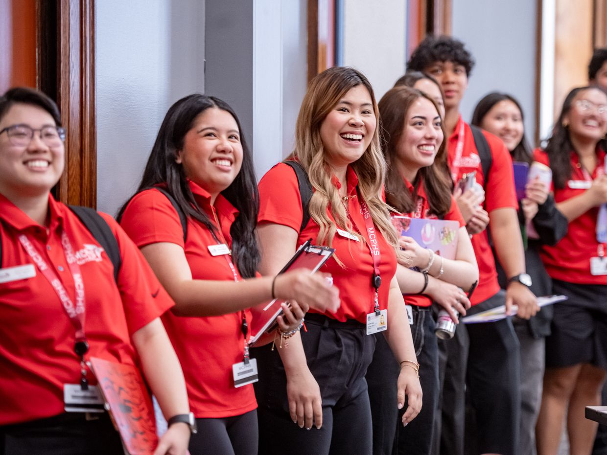 Students attending Orientation at MCPHS. 