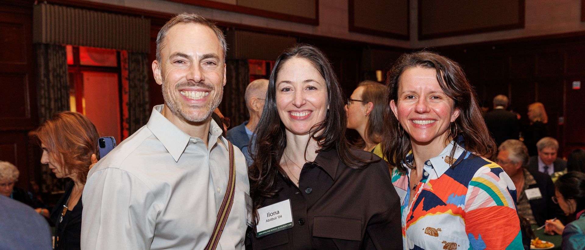 Three people at the MCPHS NESA reunion.