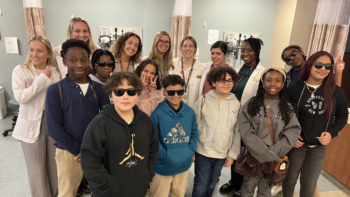 Sixth-graders from the Jacob Hiatt Magnet School visited MCPHS in Worcester during a recent field trip.
