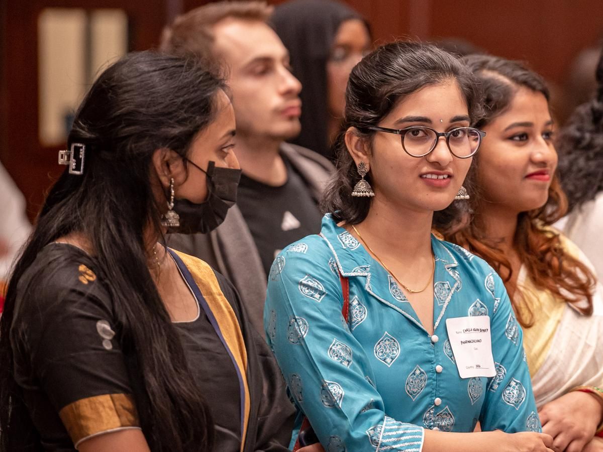 International students and family at MCPHS Welcome event. 