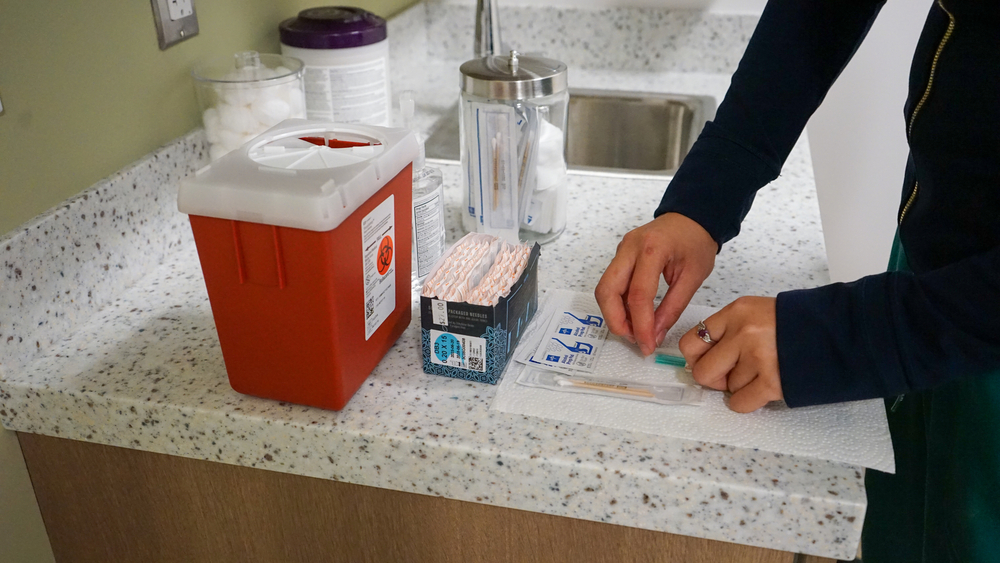 Acupuncture supplies on a table
