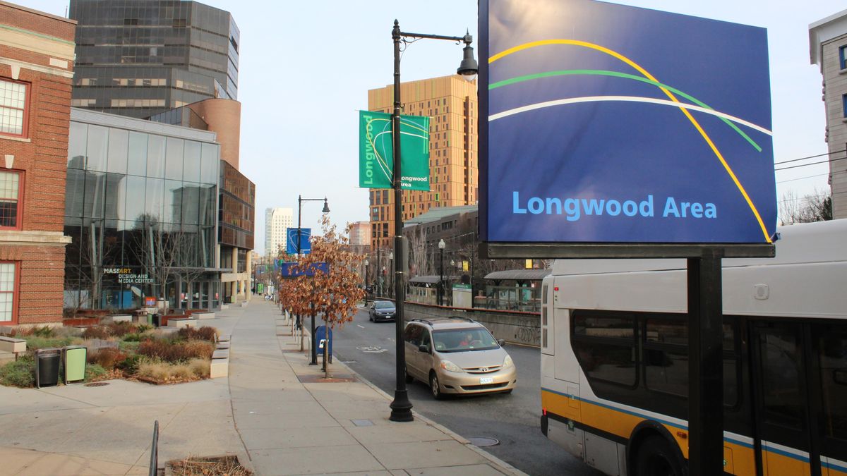 Street view of the Longwood Medical Area.