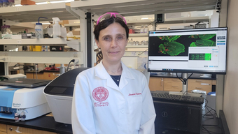 MCPHS Faculty member, Amanda Kentner in her lab.