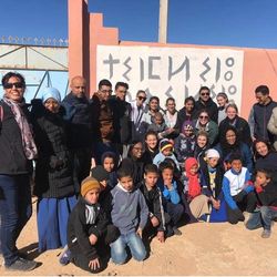 A group of MCPHS students and mentors on a service learning trip to Morocco