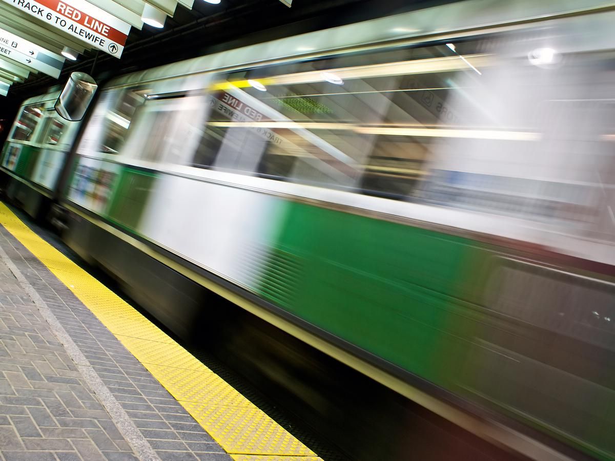 Fast motion photo of a subway train. 