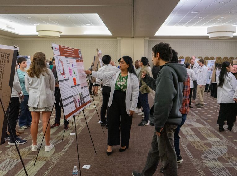 Students at the MCPHS Research & Scholarship Showcase