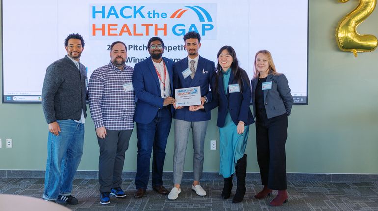 6 people at the Hack the Health Gap Innovation event.