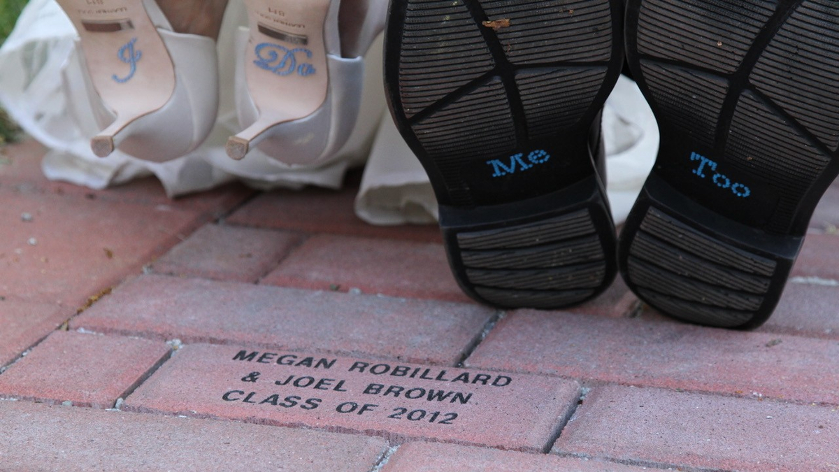Months before their wedding, Joel and Megan Brown added their names to a brick in the courtyard—just a little piece of their love story, set in stone.