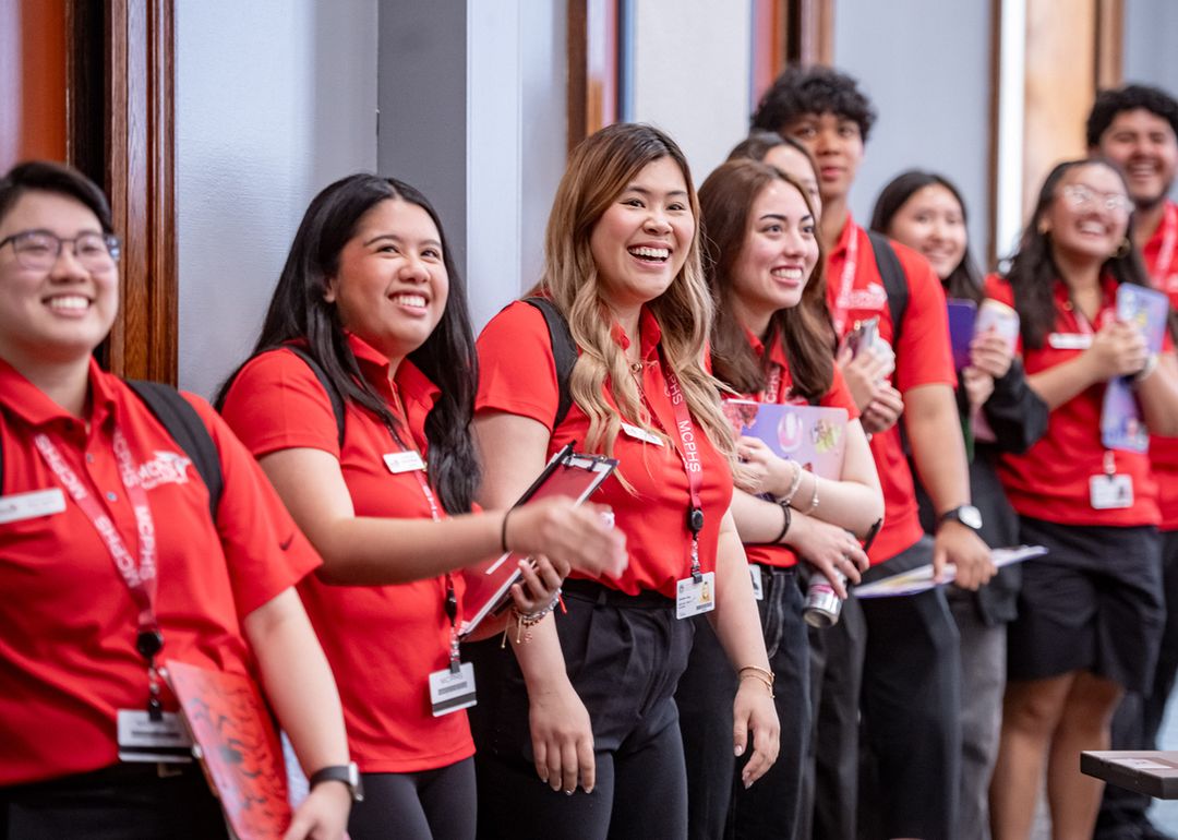 Students attending Orientation at MCPHS. 