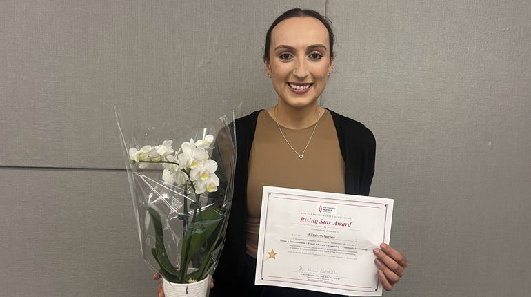 Elizabeth Nerney, BSN '26, was awarded the New Hampshire Nurses Association's Student Nurse of the Year Rising Star Award.