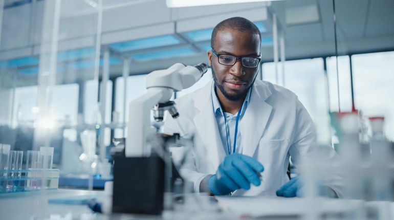 Portrait of a male in a medical research laboratory. 