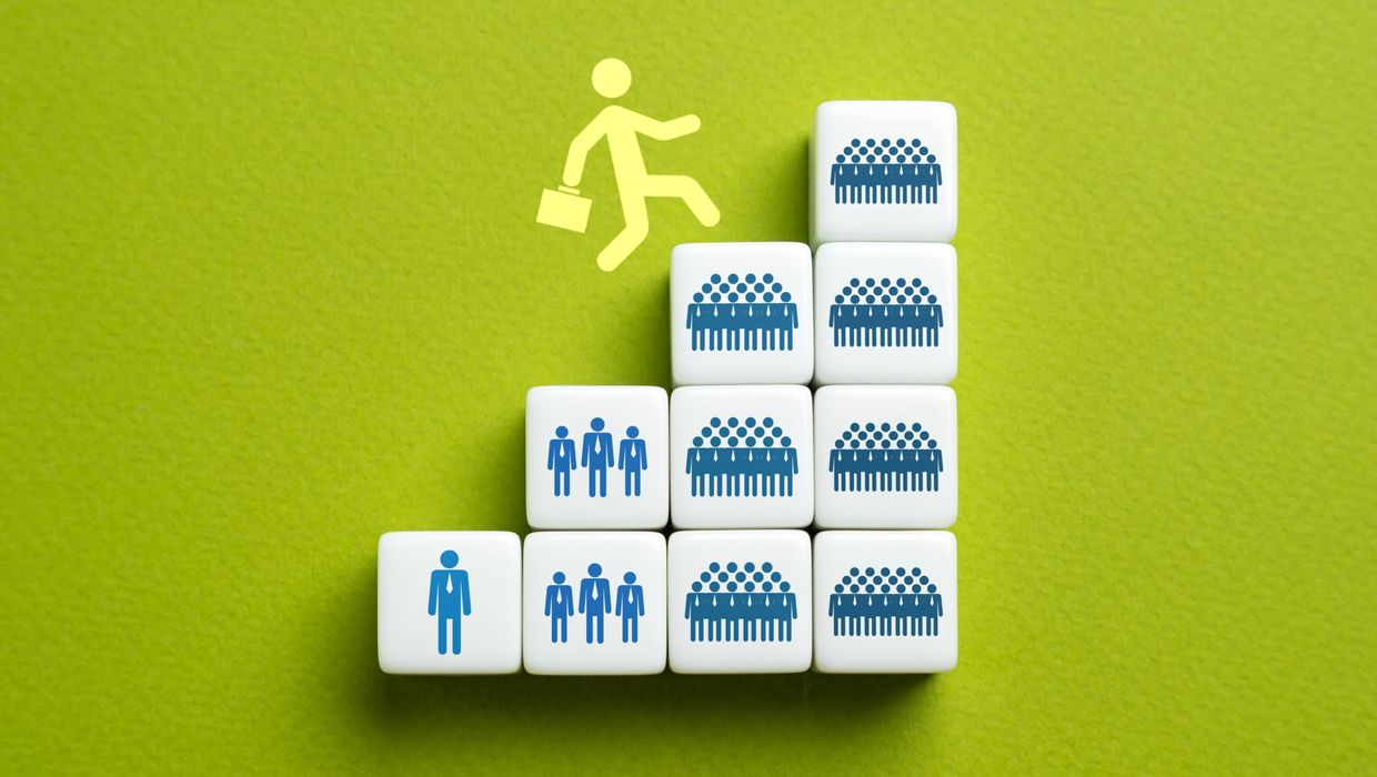 Graphic showing growth of a company's staff.