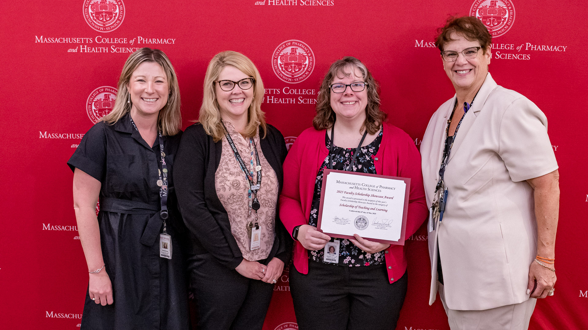 Dr. Amanda Morrill, Dr. Kaelen Dunican, Dr. Karen Britt, and Dr. Cheryl Babin received the Scholarship of Teaching & Learning award.