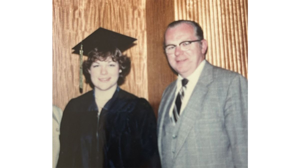 Cathy and Peter Taglieri at her graduation in 1982.